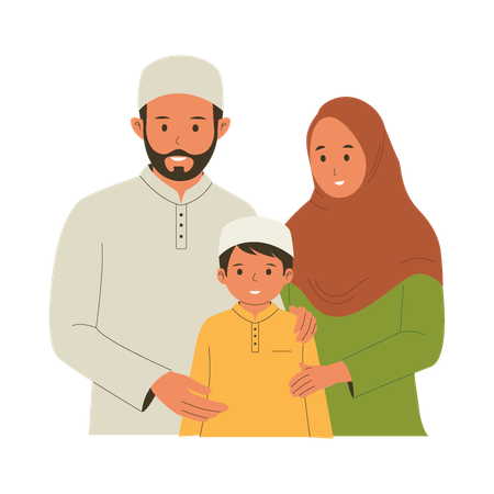 Happy muslim family  Illustration