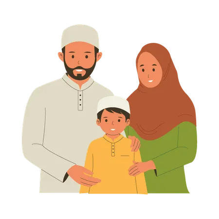 Happy muslim family  Illustration