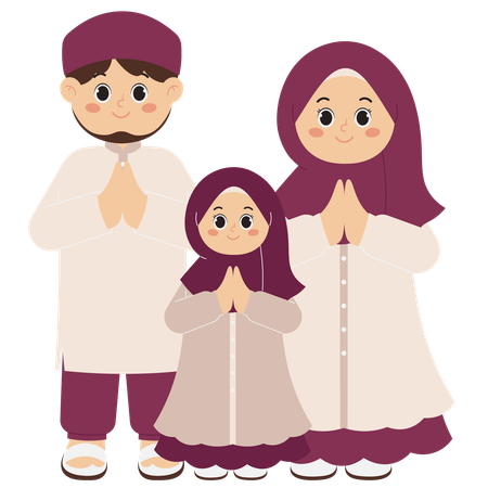 Happy Muslim Family  Illustration