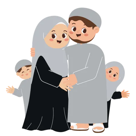 Happy Muslim Family  Illustration