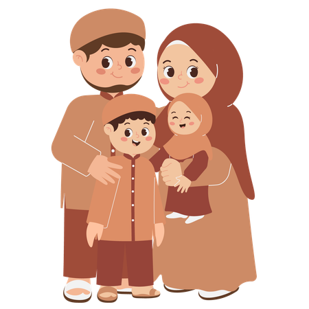 Happy Muslim Family  Illustration