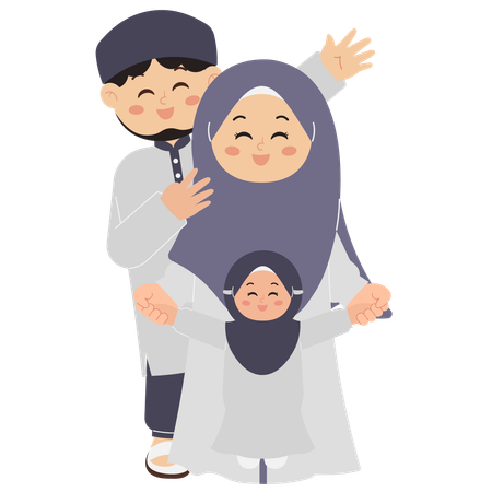 Happy Muslim Family  Illustration