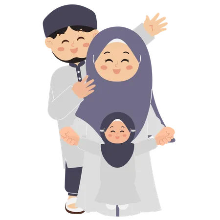 Happy Muslim Family  Illustration