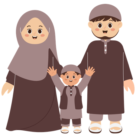 Happy Muslim Family  Illustration