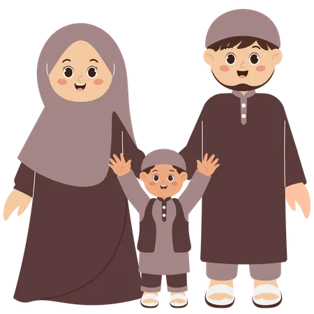 Happy Muslim Family  Illustration