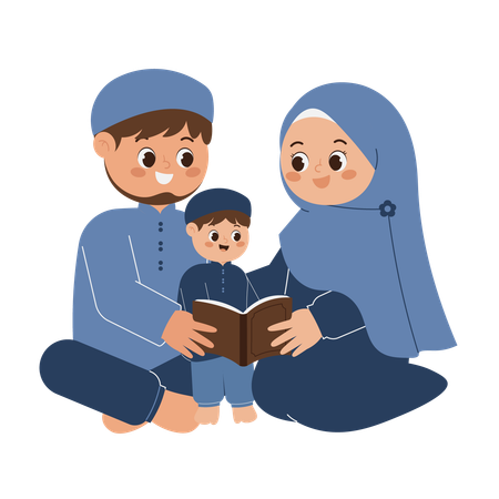 Happy Muslim Family  Illustration