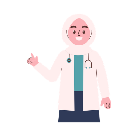 Happy Muslim Female Doctor Illustration