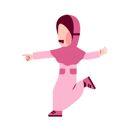 Happy Hijab Kid Illustration