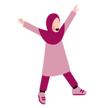 Happy Muslim Girl Illustration