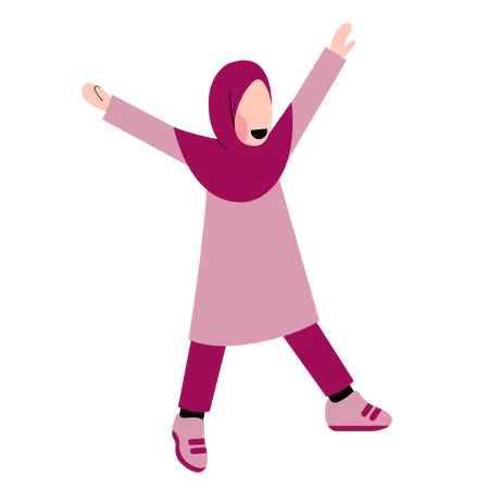 Happy Muslim Girl Illustration