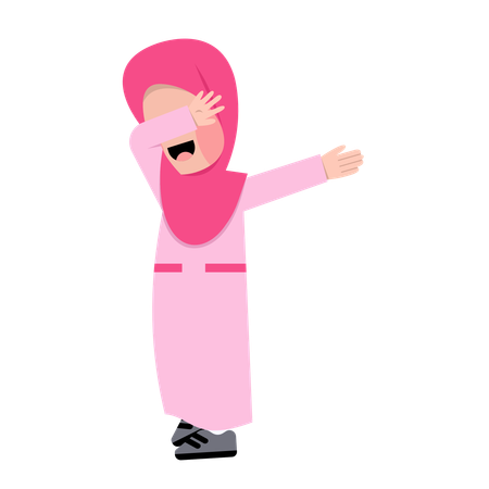 Happy Muslim Girl doing dab  Illustration