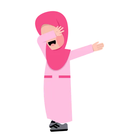 Happy Muslim Girl doing dab  Illustration