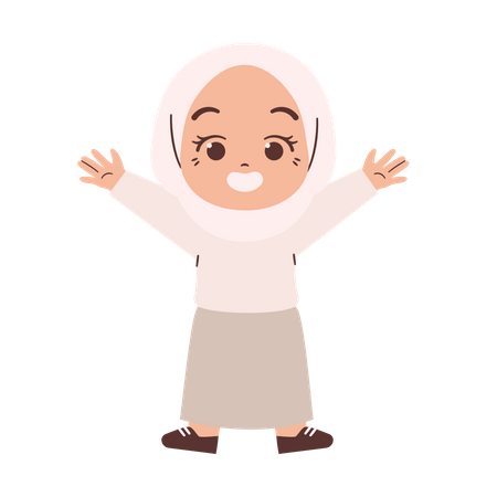 Happy Muslim Girl  Illustration