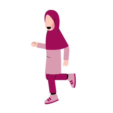 Happy Muslim Girl running Illustration