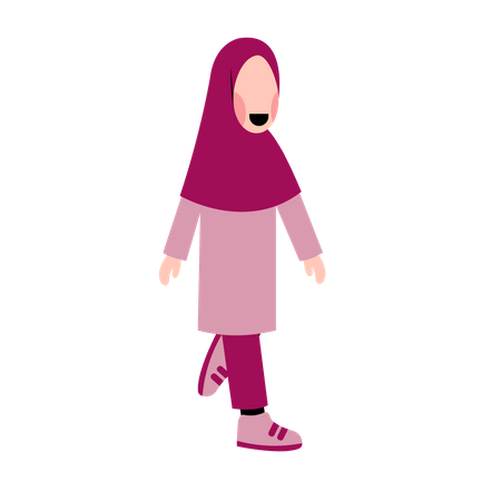 Happy Muslim Girl walking  Illustration