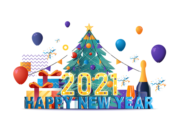 Happy New Year 2021  Illustration