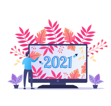 Happy New Year 2021  Illustration