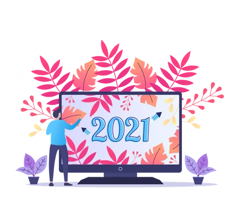 Happy New Year 2021  Illustration