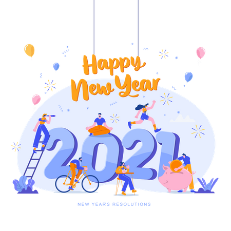 Happy New Year 2021  Illustration