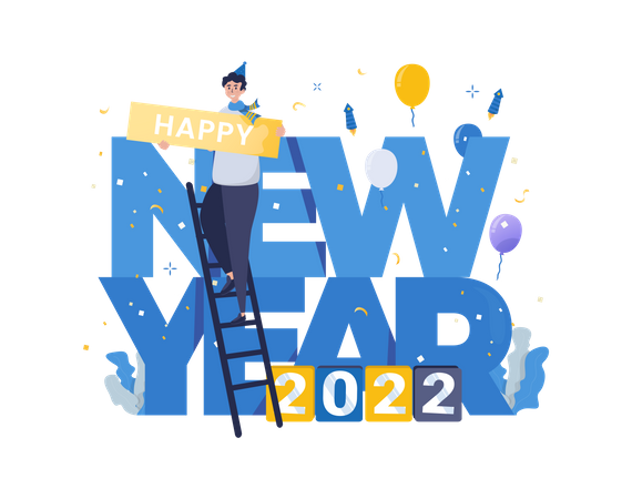 Happy new year 2022 greetings Illustration