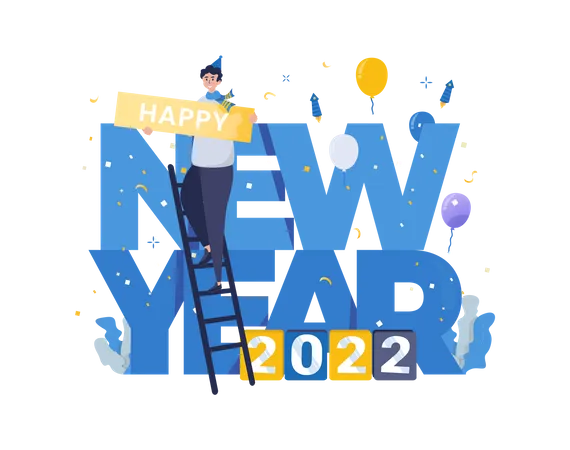Happy new year 2022 greetings  Illustration