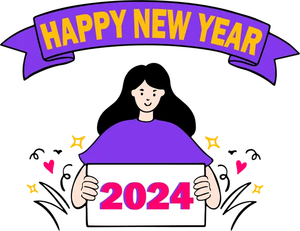 Happy New Year 2024  일러스트레이션