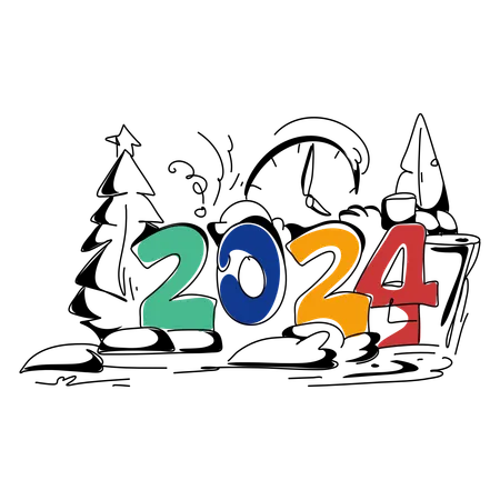Happy New Year 2024 May This Year Be Filled With Joy Happiness And Success Wishing Everyone All The Best In The Upcoming Year Illustration