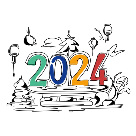Happy New Year 2024  Illustration