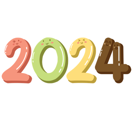 Happy new year 2024 font and typograph  일러스트레이션