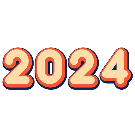 Happy new year 2024 font and typograph  Illustration