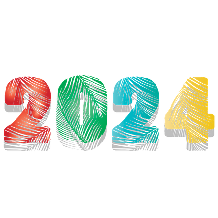 Happy new year 2024 font and typograph  Illustration