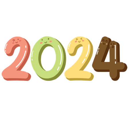 Happy new year 2024 font and typograph  Illustration