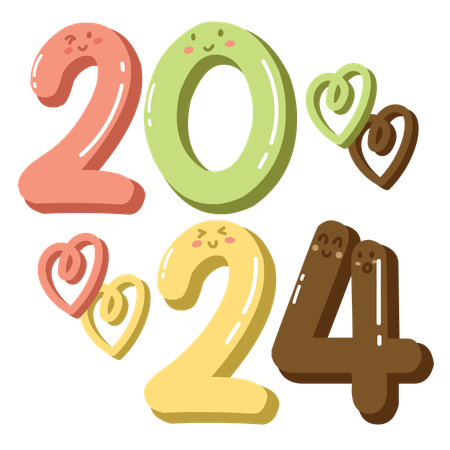 Happy new year 2024 font and typograph  Illustration