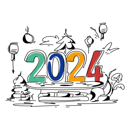 Happy New Year 2024  Illustration