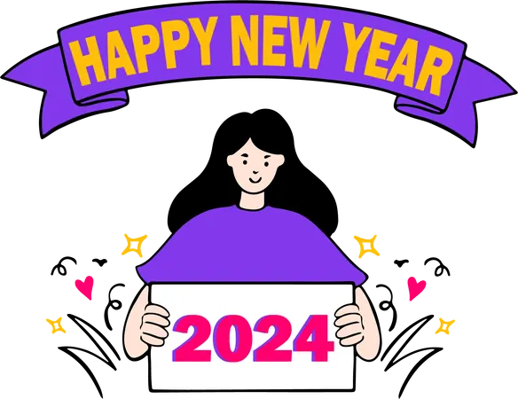 Happy New Year 2024  Illustration