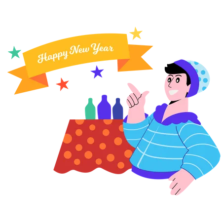Happy new year celebration  イラスト