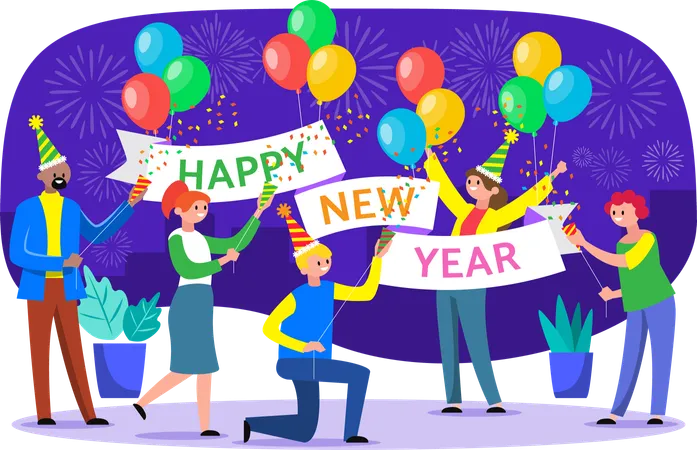 Happy New Year greeting  Illustration