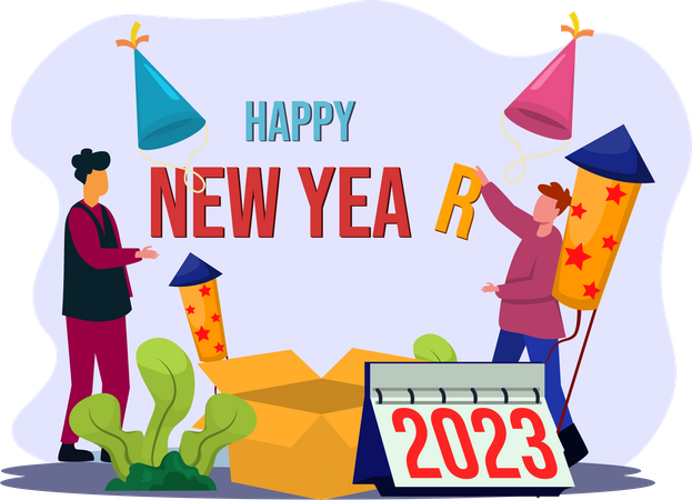 Happy new year decoration  Illustration