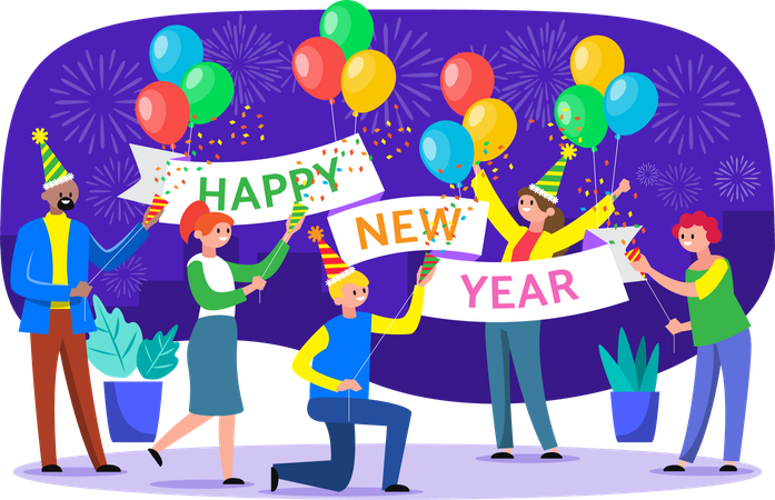 Happy New Year greeting  Illustration