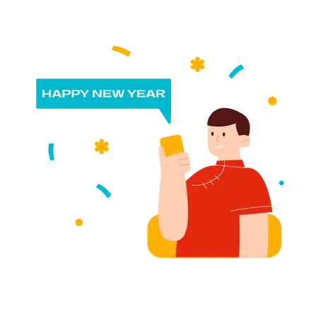 Happy New Year Message  Illustration