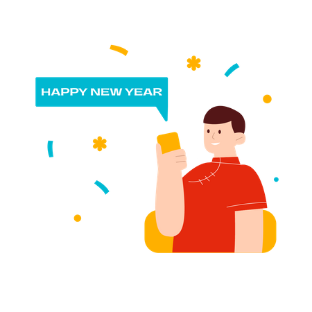 Happy New Year Message  Illustration