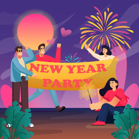 Happy New Year Party Illustration