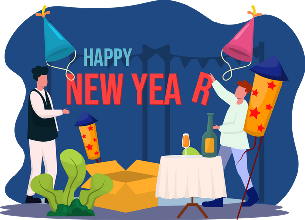 Happy new year party decoration Illustration