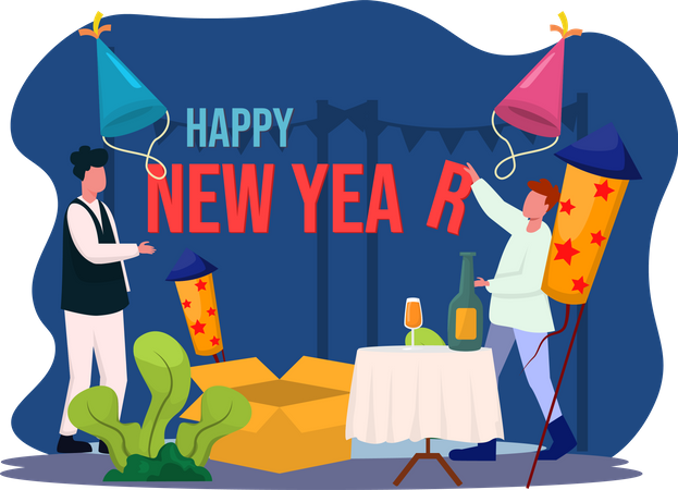 Happy new year party decoration  Illustration