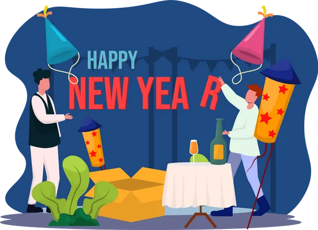 Happy new year party decoration  Illustration