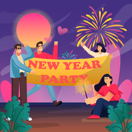 Happy New Year Party  Illustration
