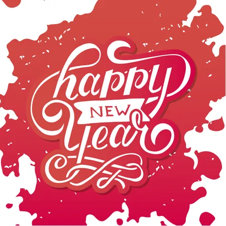 Happy New Year Vector Gradient Phrase Lettering Calligraphy Sticker  Illustration