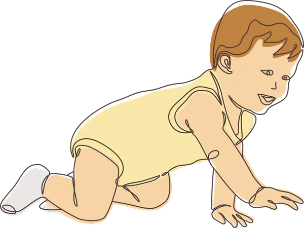 Happy Newborn Baby Crawling  Illustration