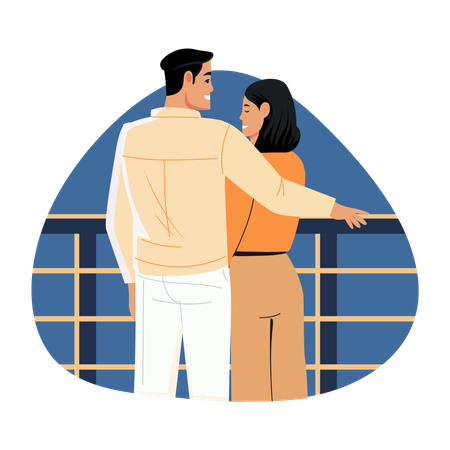 Happy Newly Married Couple  Illustration