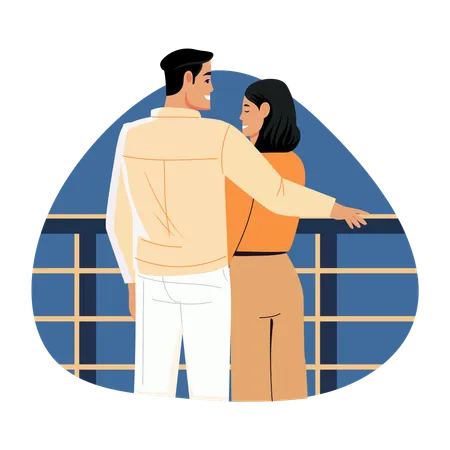 Happy Newly Married Couple  Illustration